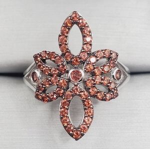 Red Diamond Simulants 925 Sterling Silver Ring